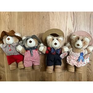 VTG Furskins Bears Wendy's Set Of 4 1986 Dudley, Boone, Farrell, & Hattie NWT
